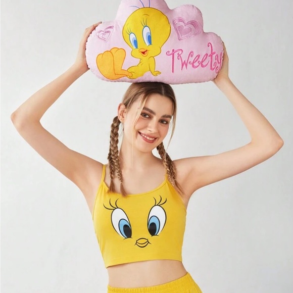 LOONEY TUNES X Cartoon And Letter Embroidery Cloud Shaped Pillow - Picture 2 of 4